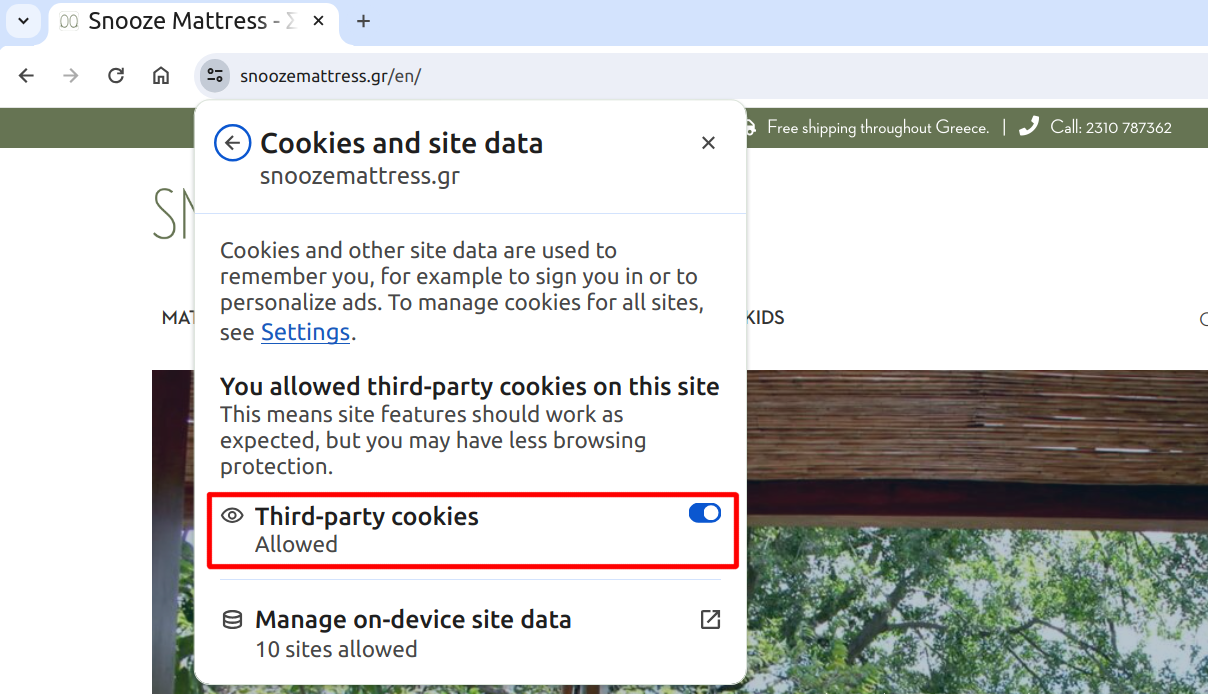 Ρυθμίσεις Google Chrome Cookies